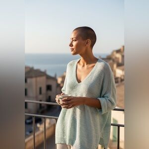 Sag Harbor women’s Mint blue Knit Top Medium Sweater new w tags